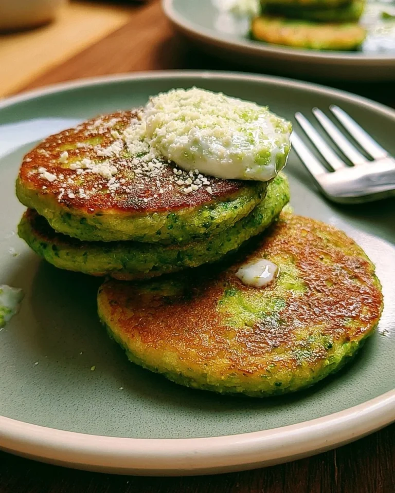 Galettes de brocoli croustillantes servies avec une sauce délicieuse.
